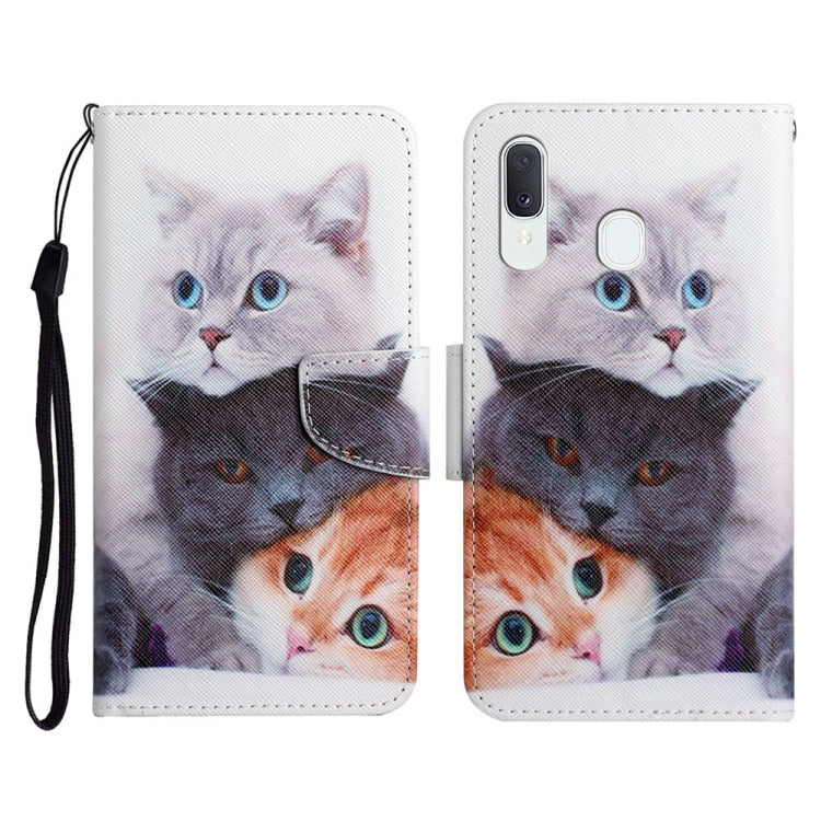 Custodia in pelle flip orizzontale con motivo dipinto con supporto, slot per schede e portafoglio, For Samsung Galaxy A20 / A30