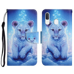Custodia in pelle flip orizzontale con motivo dipinto con supporto, slot per schede e portafoglio, For Samsung Galaxy A20e