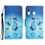Custodia in pelle flip orizzontale con motivo dipinto con supporto, slot per schede e portafoglio, For Samsung Galaxy A20e