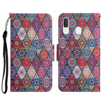 Custodia in pelle flip orizzontale con motivo dipinto con supporto, slot per schede e portafoglio, For Samsung Galaxy A20e