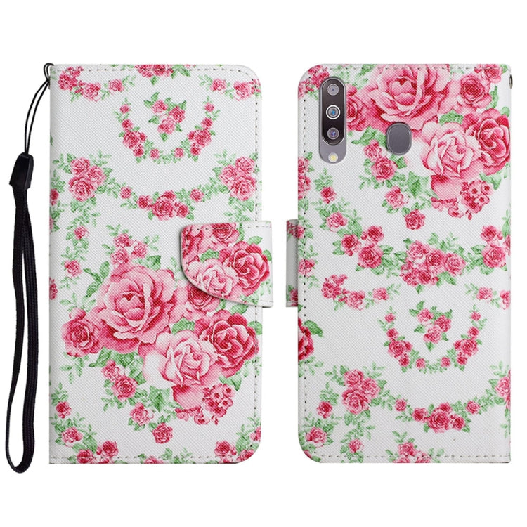 Custodia in pelle flip orizzontale con motivo dipinto con supporto, slot per schede e portafoglio, For Samsung Galaxy A20s