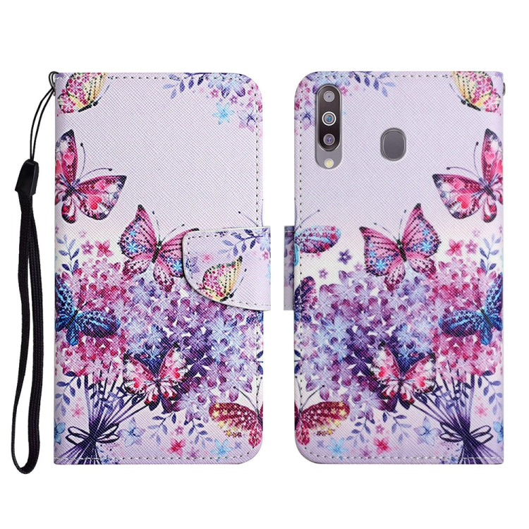 Custodia in pelle flip orizzontale con motivo dipinto con supporto, slot per schede e portafoglio, For Samsung Galaxy A20s