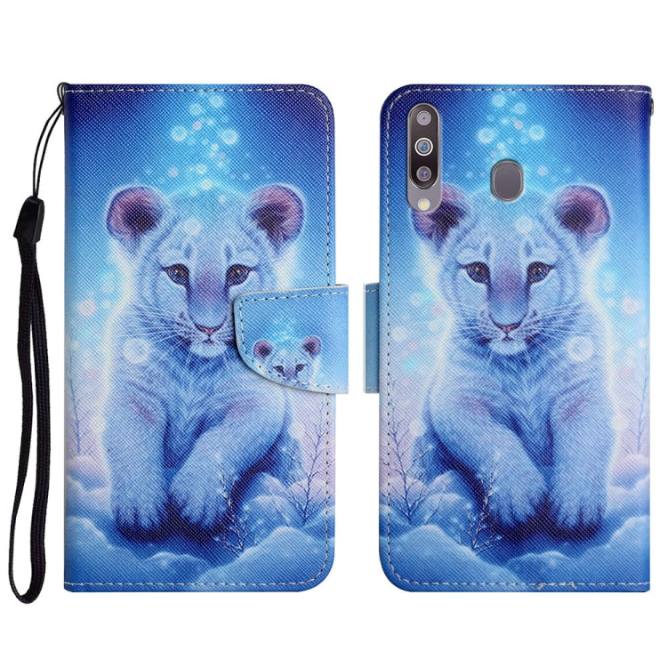 Custodia in pelle flip orizzontale con motivo dipinto con supporto, slot per schede e portafoglio, For Samsung Galaxy A20s