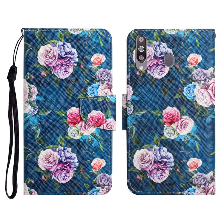 Custodia in pelle flip orizzontale con motivo dipinto con supporto, slot per schede e portafoglio, For Samsung Galaxy A20s