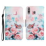 Custodia in pelle flip orizzontale con motivo dipinto con supporto, slot per schede e portafoglio, For Samsung Galaxy A20s