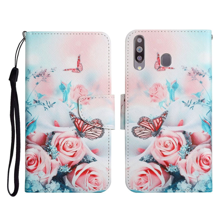 Custodia in pelle flip orizzontale con motivo dipinto con supporto, slot per schede e portafoglio, For Samsung Galaxy A20s