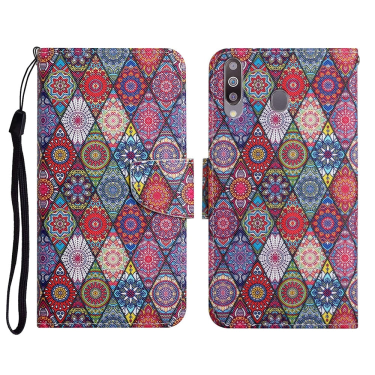 Custodia in pelle flip orizzontale con motivo dipinto con supporto, slot per schede e portafoglio, For Samsung Galaxy A20s