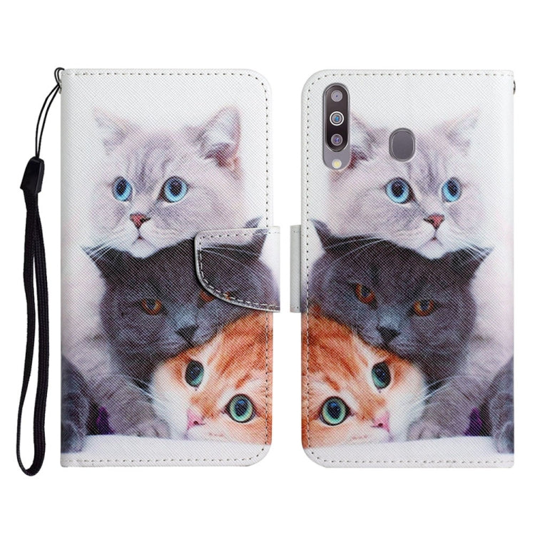 Custodia in pelle flip orizzontale con motivo dipinto con supporto, slot per schede e portafoglio, For Samsung Galaxy A20s