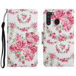 Custodia in pelle flip orizzontale con motivo dipinto con supporto, slot per schede e portafoglio, For Samsung Galaxy A21