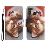 Custodia in pelle flip orizzontale con motivo dipinto con supporto, slot per schede e portafoglio, For Samsung Galaxy A21