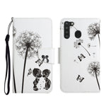 Custodia in pelle flip orizzontale con motivo dipinto con supporto, slot per schede e portafoglio, For Samsung Galaxy A21