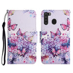 Custodia in pelle flip orizzontale con motivo dipinto con supporto, slot per schede e portafoglio, For Samsung Galaxy A21