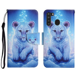 Custodia in pelle flip orizzontale con motivo dipinto con supporto, slot per schede e portafoglio, For Samsung Galaxy A21