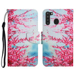 Custodia in pelle flip orizzontale con motivo dipinto con supporto, slot per schede e portafoglio, For Samsung Galaxy A21