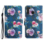 Custodia in pelle flip orizzontale con motivo dipinto con supporto, slot per schede e portafoglio, For Samsung Galaxy A21