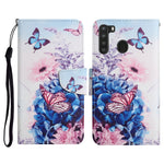 Custodia in pelle flip orizzontale con motivo dipinto con supporto, slot per schede e portafoglio, For Samsung Galaxy A21