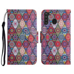 Custodia in pelle flip orizzontale con motivo dipinto con supporto, slot per schede e portafoglio, For Samsung Galaxy A21