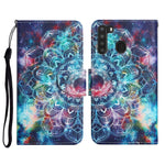 Custodia in pelle flip orizzontale con motivo dipinto con supporto, slot per schede e portafoglio, For Samsung Galaxy A21