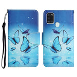 Custodia in pelle flip orizzontale con motivo dipinto con supporto, slot per schede e portafoglio, For Samsung Galaxy A21s