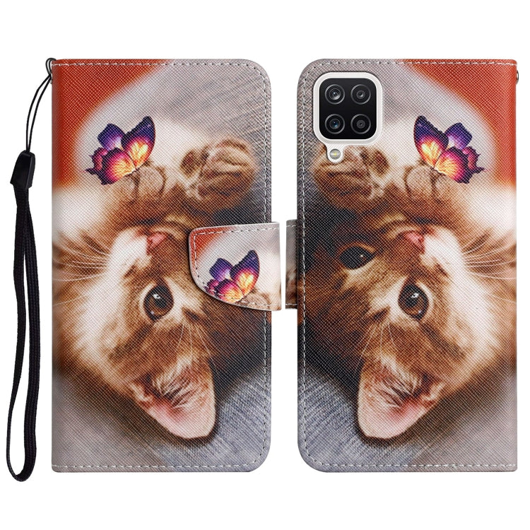 Custodia in pelle flip orizzontale con motivo dipinto con supporto, slot per schede e portafoglio, For Samsung Galaxy A22