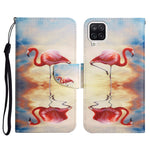 Custodia in pelle flip orizzontale con motivo dipinto con supporto, slot per schede e portafoglio, For Samsung Galaxy A22