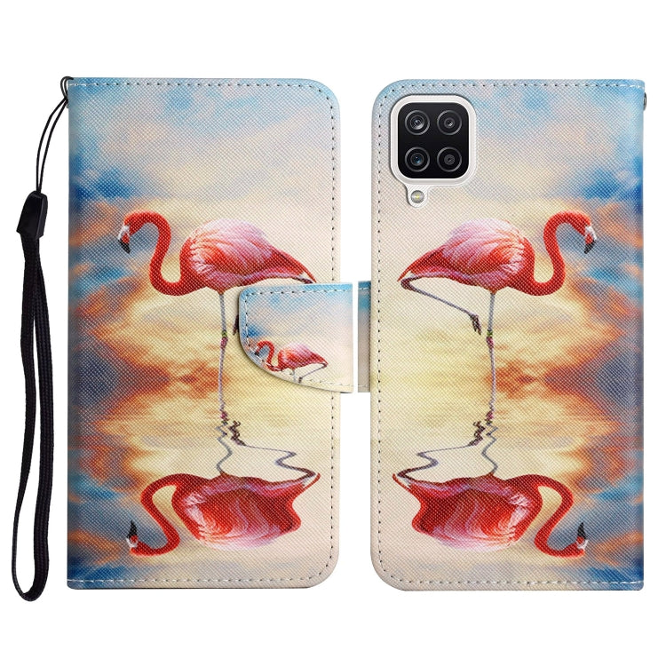 Custodia in pelle flip orizzontale con motivo dipinto con supporto, slot per schede e portafoglio, For Samsung Galaxy A22