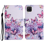 Custodia in pelle flip orizzontale con motivo dipinto con supporto, slot per schede e portafoglio, For Samsung Galaxy A22