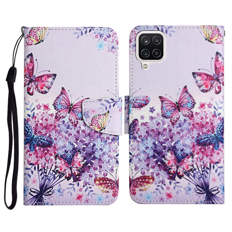 Custodia in pelle flip orizzontale con motivo dipinto con supporto, slot per schede e portafoglio, For Samsung Galaxy A22