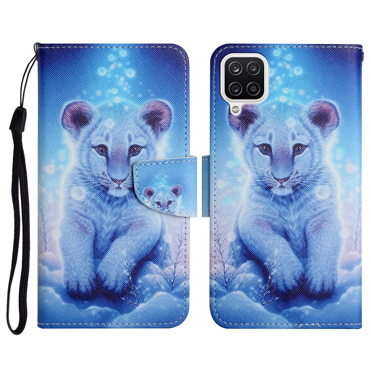 Custodia in pelle flip orizzontale con motivo dipinto con supporto, slot per schede e portafoglio, For Samsung Galaxy A22