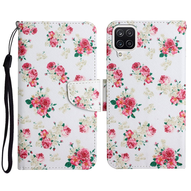 Custodia in pelle flip orizzontale con motivo dipinto con supporto, slot per schede e portafoglio, For Samsung Galaxy A22