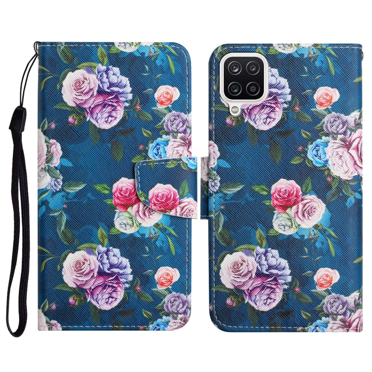 Custodia in pelle flip orizzontale con motivo dipinto con supporto, slot per schede e portafoglio, For Samsung Galaxy A22