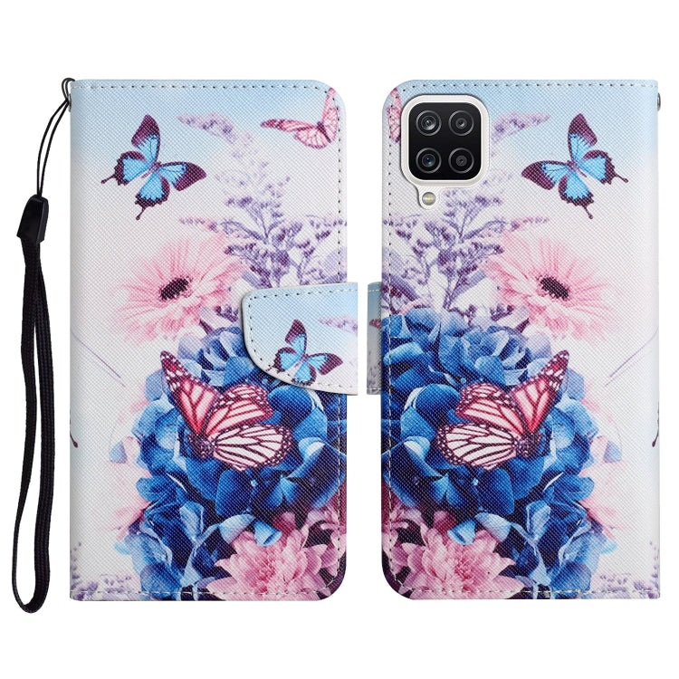 Custodia in pelle flip orizzontale con motivo dipinto con supporto, slot per schede e portafoglio, For Samsung Galaxy A22