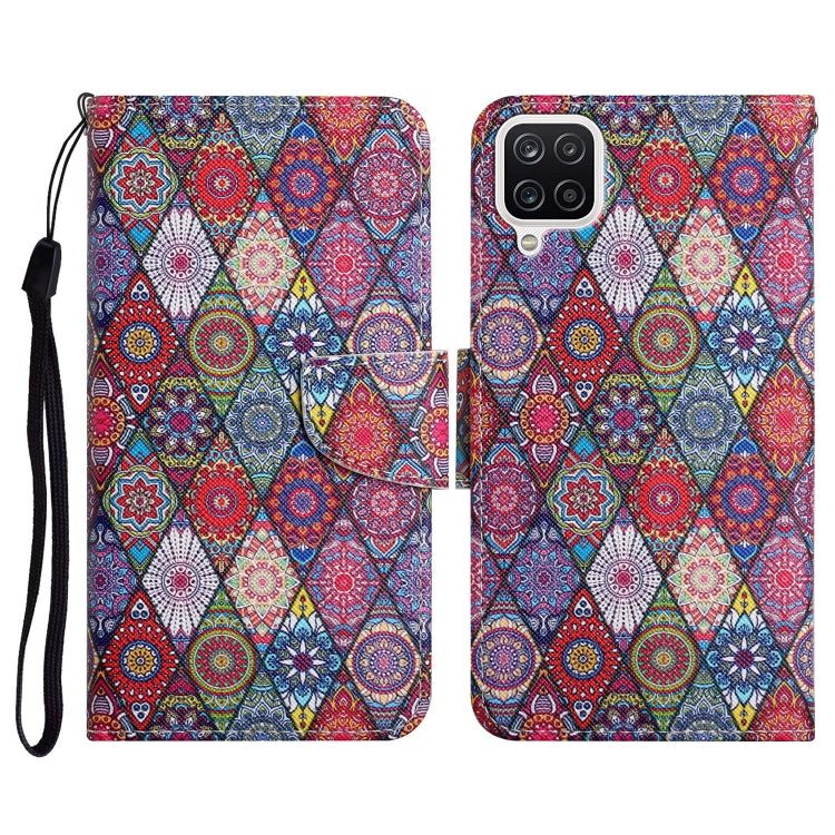 Custodia in pelle flip orizzontale con motivo dipinto con supporto, slot per schede e portafoglio, For Samsung Galaxy A22