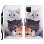 Custodia in pelle flip orizzontale con motivo dipinto con supporto, slot per schede e portafoglio, For Samsung Galaxy A22