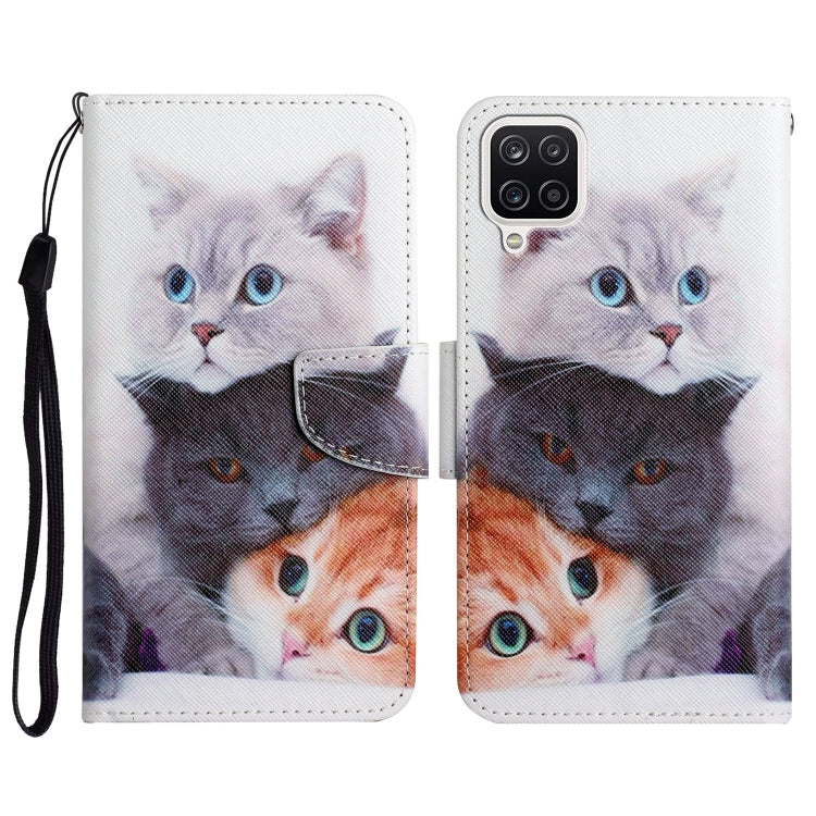 Custodia in pelle flip orizzontale con motivo dipinto con supporto, slot per schede e portafoglio, For Samsung Galaxy A22