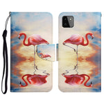 Custodia in pelle flip orizzontale con motivo dipinto con supporto, slot per schede e portafoglio, For Samsung Galaxy A22 5G