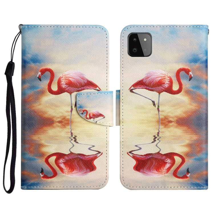 Custodia in pelle flip orizzontale con motivo dipinto con supporto, slot per schede e portafoglio, For Samsung Galaxy A22 5G