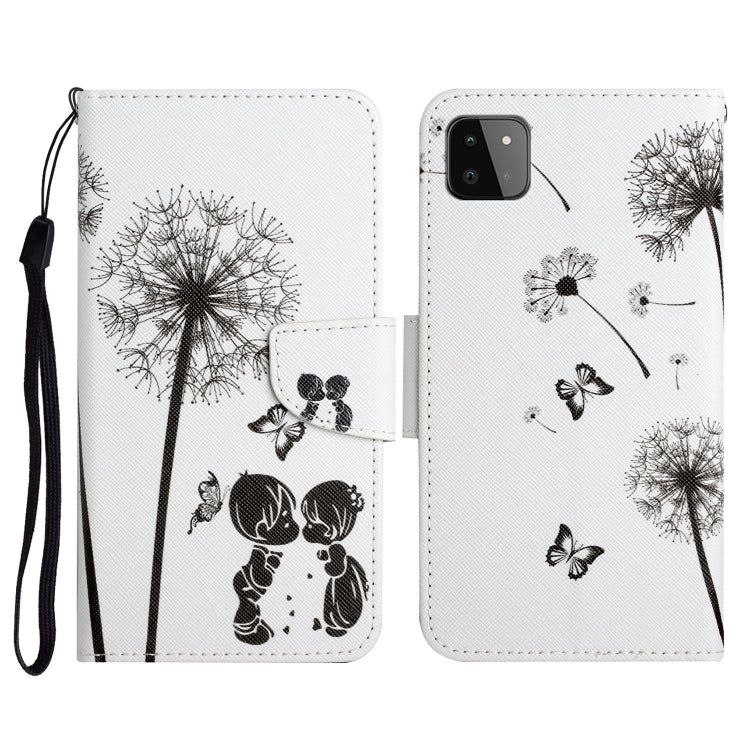 Custodia in pelle flip orizzontale con motivo dipinto con supporto, slot per schede e portafoglio, For Samsung Galaxy A22 5G