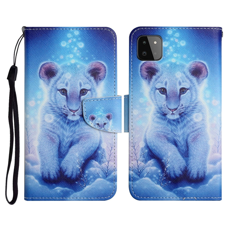 Custodia in pelle flip orizzontale con motivo dipinto con supporto, slot per schede e portafoglio, For Samsung Galaxy A22 5G