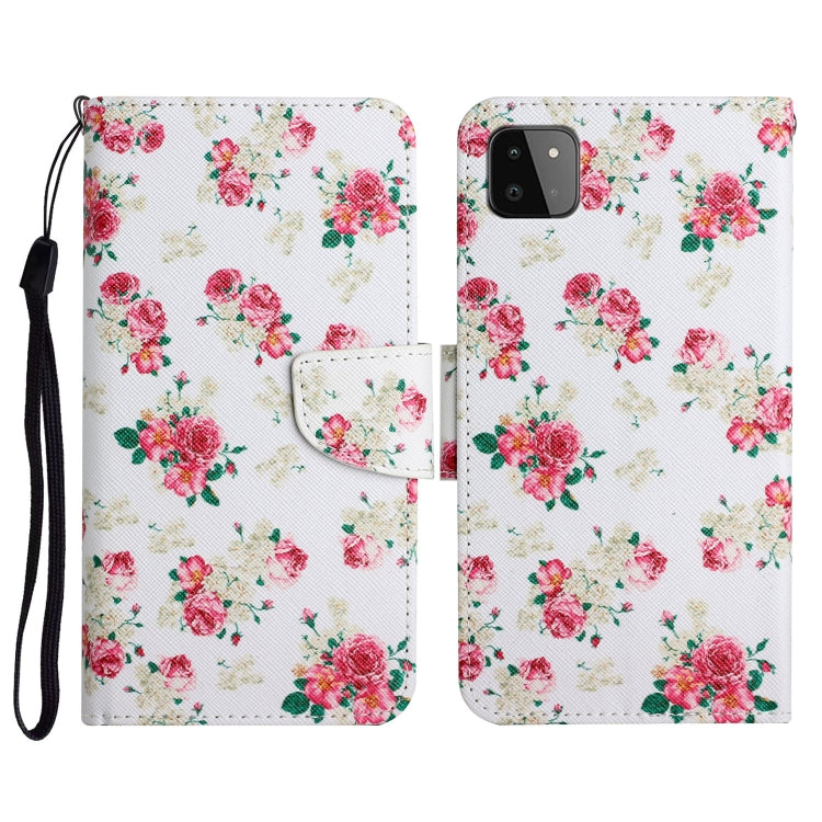 Custodia in pelle flip orizzontale con motivo dipinto con supporto, slot per schede e portafoglio, For Samsung Galaxy A22 5G