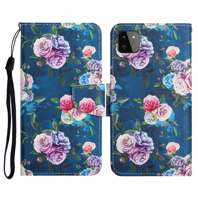 Custodia in pelle flip orizzontale con motivo dipinto con supporto, slot per schede e portafoglio, For Samsung Galaxy A22 5G