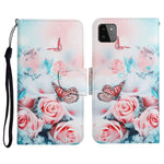 Custodia in pelle flip orizzontale con motivo dipinto con supporto, slot per schede e portafoglio, For Samsung Galaxy A22 5G