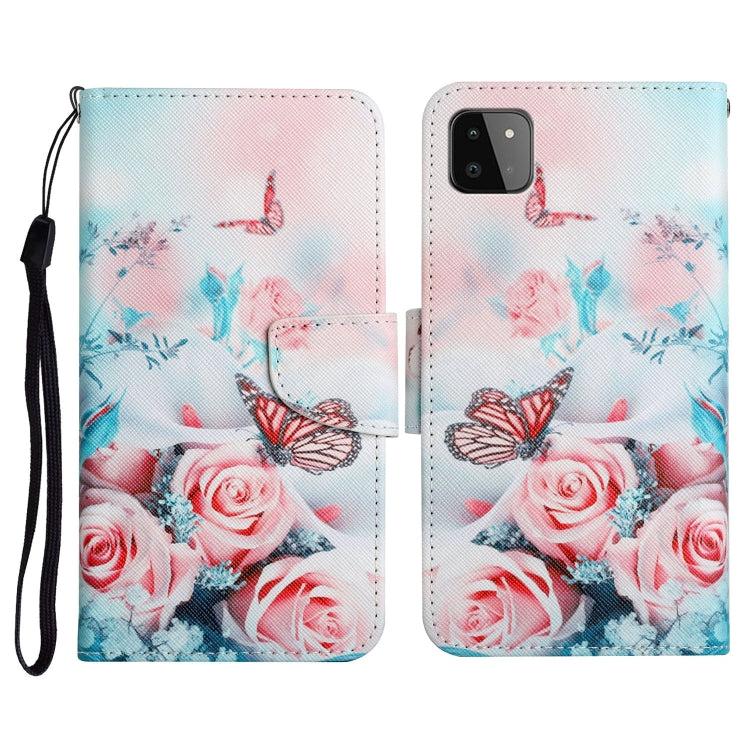 Custodia in pelle flip orizzontale con motivo dipinto con supporto, slot per schede e portafoglio, For Samsung Galaxy A22 5G
