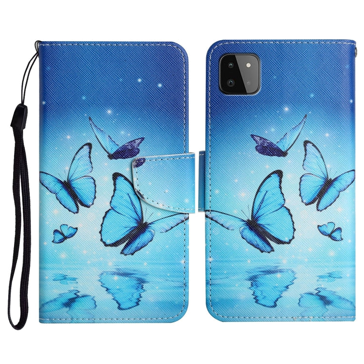 Custodia in pelle flip orizzontale con motivo dipinto con supporto, slot per schede e portafoglio, For Samsung Galaxy A22 5G