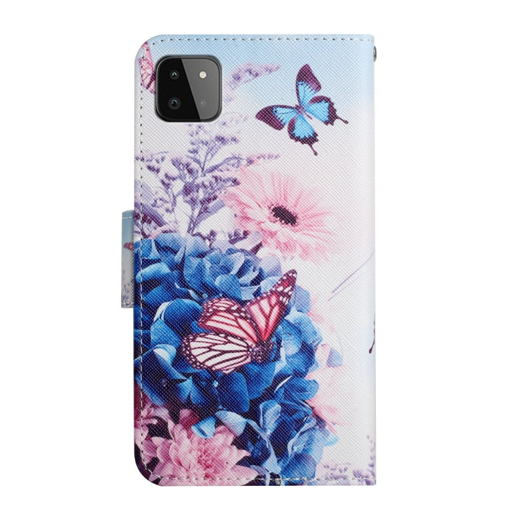Custodia in pelle flip orizzontale con motivo dipinto con supporto, slot per schede e portafoglio, For Samsung Galaxy A22 5G