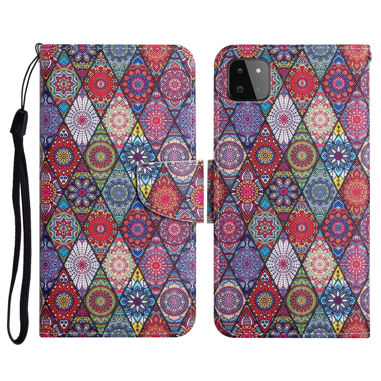 Custodia in pelle flip orizzontale con motivo dipinto con supporto, slot per schede e portafoglio, For Samsung Galaxy A22 5G