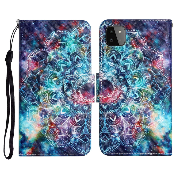 Custodia in pelle flip orizzontale con motivo dipinto con supporto, slot per schede e portafoglio, For Samsung Galaxy A22 5G
