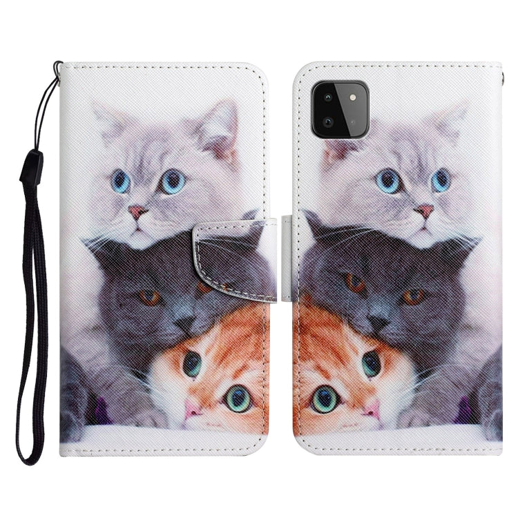 Custodia in pelle flip orizzontale con motivo dipinto con supporto, slot per schede e portafoglio, For Samsung Galaxy A22 5G