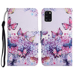 Custodia in pelle flip orizzontale con motivo dipinto con supporto, slot per schede e portafoglio, For Samsung Galaxy A31