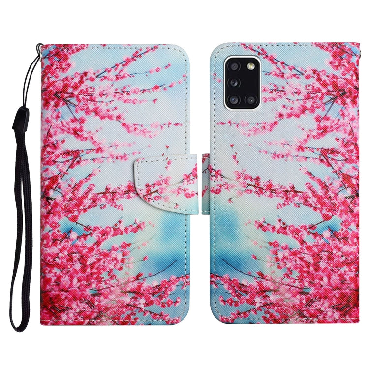 Custodia in pelle flip orizzontale con motivo dipinto con supporto, slot per schede e portafoglio, For Samsung Galaxy A31